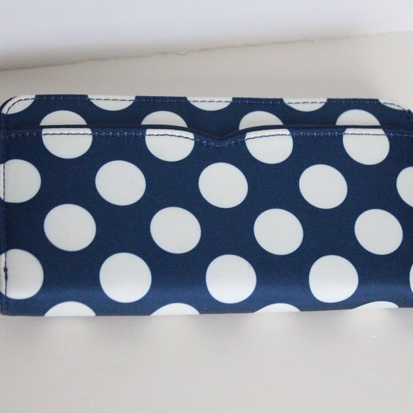 NWT Kate Spade Blue w/ White polka dot continental wallet - Picture 3 of 7